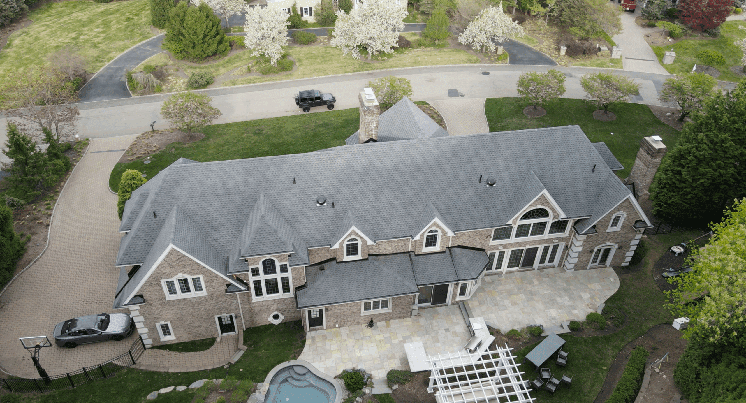 Two new power fans installed alongside brand new HDZ roof in the color: Pewter Gray